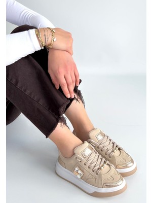 DMR Elegance Ceans Bej Süet Bağcıklı Spor Ayakkabı