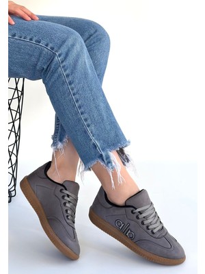 DMR Elegance Lendo Gri Süet Bağcıklı Spor Ayakkabı