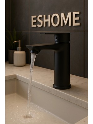 Aerolux Premium Sıcak Soğuk Sabit Gövdeli Banyo Lavabo Bataryası Black Seri