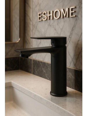 Aerolux Premium Sıcak Soğuk Sabit Gövdeli Banyo Lavabo Bataryası Black Seri