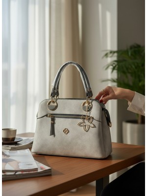 Pololiza %100 Raven Hakiki Deri Görünümlü 3 Gözlü Lüks Kadın Çantası - Günlük ve Şık Tasarım - Omuz Askılı