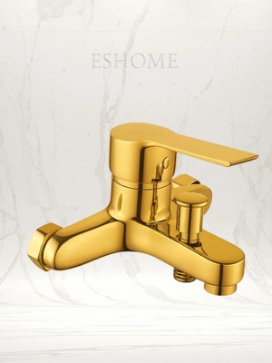 Elite Banyo Bataryası Musluğu Pirinç Gövde Sıcak Soğuk Çift Girişli Altın Seri