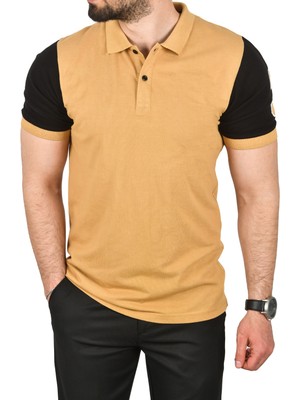 Rizzup Erkek Camel Dar Kesim Pamuklu Polo Yaka Tişört Slim Fit Nefes Alan Kıvrılmaz Polo Yaka Tişört 2503022