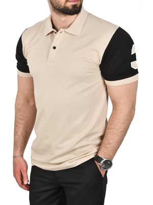 Rizzup Erkek Bej Dar Kesim Pamuklu Polo Yaka Tişört Slim Fit Nefes Alan Kıvrılmaz Polo Yaka Tişört 2503022