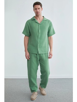 FullaModa Beli Lastikli Müslin Kumaş Pantolon