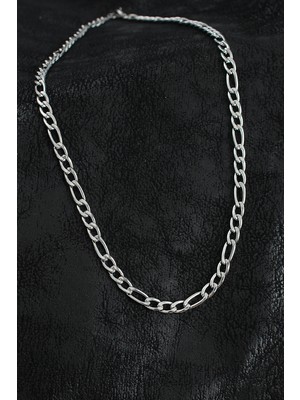 K-Yonlineticaret 316L Çelik Kalın Figaro Zincir Model Gümüş Renk Erkek Kolye