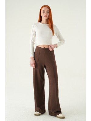Rays 8303A Ön Çimalı Yüksek Bel Pantolon Kahve