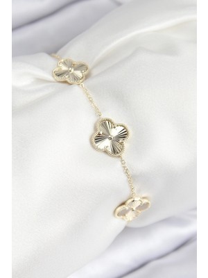 K-Yonlineticaret Vıp Pirinç Yonca Model Gold Renk Kadın Bileklik