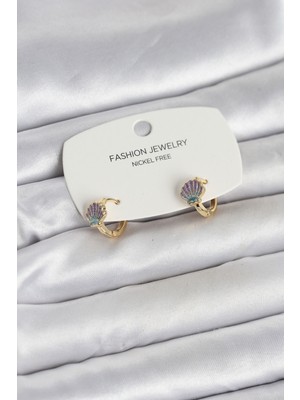 Mç Plus Erb Deniz Kabuğu Model Gold Pirinç Çocuk Küpe