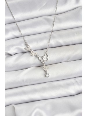 K-Yonlineticaret 316L Çelik Zincir Gümüş Renk Kelebek Model Kadın Kolye