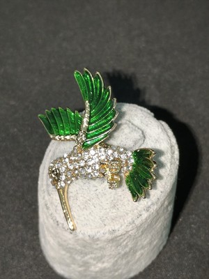 Vulwox Kristal Taşlı Zümrüt Arı Kuşu Broş