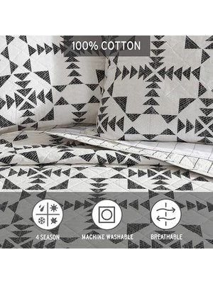 Velora Bauer - Kraliçe Yorgan Seti, Eşleşen Kılıflarla Ters Çevrilebilir Pamuk Yatak, Her Mevsim Için Hafif Ev Dekoru (Arrowhead Kömür, Kraliçe)