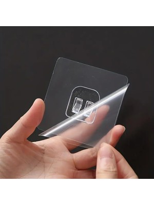 Velora 10'lu Su Geçirmez Yapışkanlı Raf Askısı - Duş Köşe Rafı ve Sabunluk Asma Kancası - 2,5 kg Taşıma Kapasiteli Şeffaf Klips - Seramik, Cam, Mermer, Metal Uyumlu - Delmeden Asma Aparatı