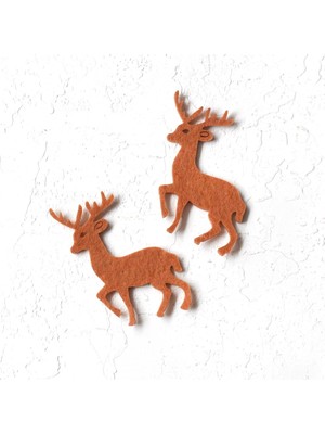 Velora Keçe Motif Geyik, Sütlü Kahve 2 Adet