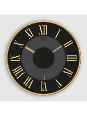 Velora Galaxy Premium Serisi Abs Çerçeveli Roma Rakamlı Sessiz Akar Duvar Saati 30 Cm, - Siyah