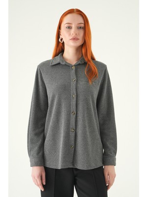 Rays Antrasit Ön Düğmeli Gömlek 3081A