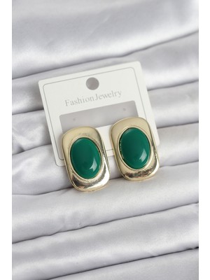 Mç Plus Erb Yeşil Renk Kare Model Vintage Kadın Küpe