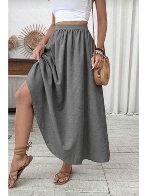 Nidam Butik Kadın Beli Lastikli Paraşüt Kumaş Etek