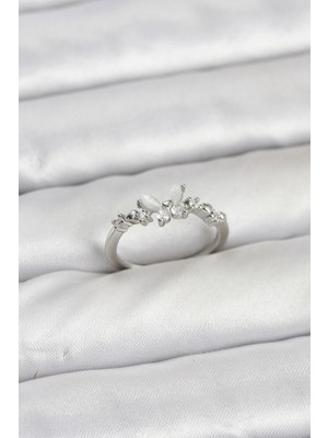 K-Yonlineticaret Kelebek Model Gümüş Renk Pirinç Kadın Yüzük