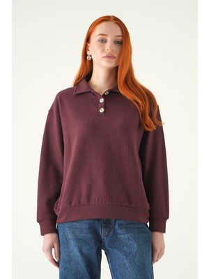 Rays Mürdüm Gömlek Yaka Kazak 3082A