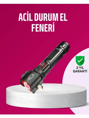 K-Yonlineticaret Acil Durum El Feneri Çekiç ve Pusula Özellikli Güçlü Işık