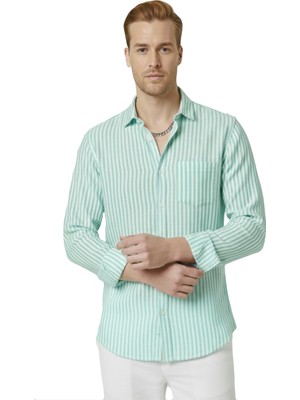 Deepsea Yeşil Slim Fit %100 Pamuk Çizgili Erkek Gömlek – Cepli Yazlık Yeni Sezon Gömlek 2602627