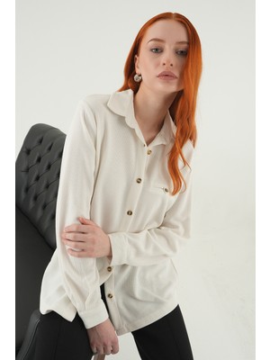 Rays Ekru Ön Düğmeli Gömlek 3081A