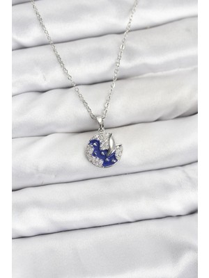 K-Yonlineticaret 316L Çelik Zincir Gümüş Renk Gece Model Zirkon Taşlı Kadın Kolye