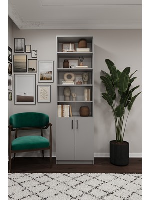 Asra Trend Modern Kapaklı Ayarlanabilir Raf Ev Ofis Kitaplık %100 MDF Dekoratif Kitaplık K33