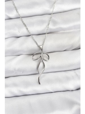 K-Yonlineticaret 316L Çelik Zincir Gümüş Renk Fiyonk Model Kadın Kolye