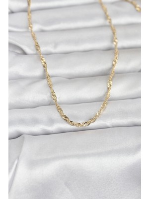 K-Yonlineticaret cm 14K Gold Renk Burgu Yassı Model 60 cm Kadın Kolye