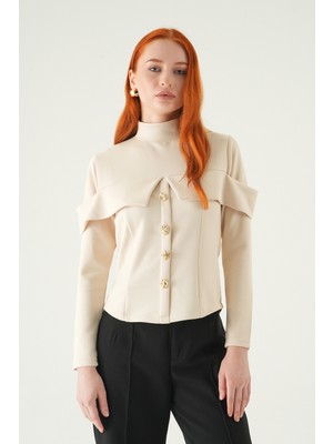 Rays Taş Ön Düğmeli Bluz 8386A