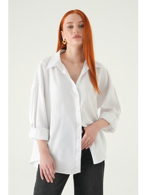 Rays Beyaz Oversize Gömlek 2893