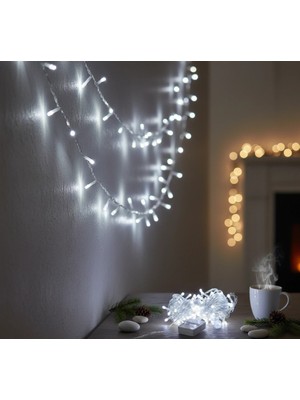 K-Yonlineticaret Damla Uçlu Beyaz Işık Şeffaf Kablo 10M 100 LED