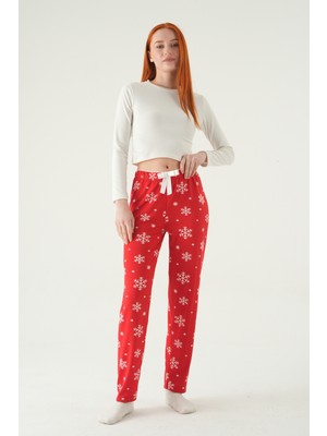 Rays Kırmızı Kar Desen Pijama 4531