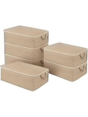 Velora Rozet Tekstil 6 Adet Büyük Boy Kahverengi Yatak Altı Çok Amaçlı Hurç 64 x 45 x 22 cm Kahverengi 44 x 65