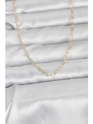 K-Yonlineticaret cm 14K Gold Renk Kalp Zincirli 60 cm Kadın Kolye