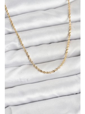 K-Yonlineticaret cm 14K Gold Renk Ezme Burgu Zincir Model 60 cm Kadın Kolye