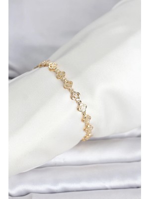 K-Yonlineticaret cm 14K Gold Renk Yonca Model Kadın Bileklik