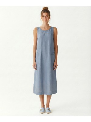 Yargıcı Bol Bisiklet Yaka Kolsuz Kol Elbise