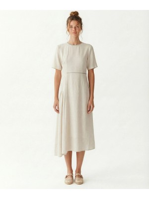 Yargıcı Düz Bisiklet Yaka Kısa Kol Elbise