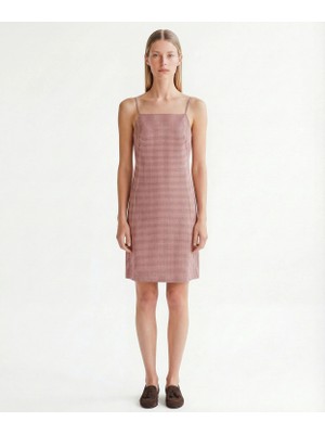 Yargıcı Düz Kare Yaka Askılı Elbise