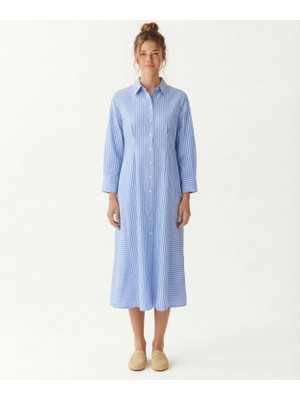 Yargıcı Bol Gömlek Yaka Uzun Kol Elbise