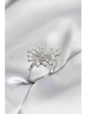 K-Yonlineticaret Gümüş Renk Karahindiba Model Zirkon Taşlı Kadın Yüzük