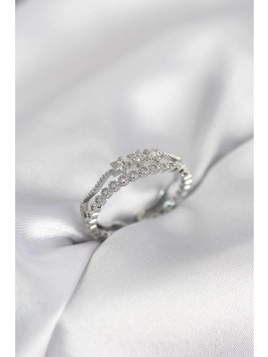 K-Yonlineticaret Gümüş Renk Minimal Yıldızlı Model Kadın Yüzük