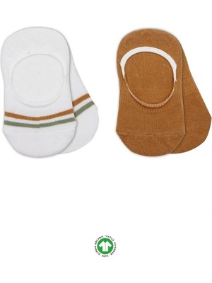 Belle Fusion Mey Ithalat®   2'li Penye Babet Silikon Çemberli Çorap 30102 Hardal Beyaz