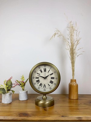 Mey İthalat Mey Ithalat® Eskitme Metal Orient Masa Saati 25×20 cm