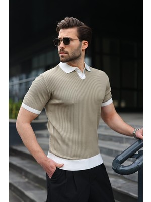 Madmext Vizon Polo Yaka Triko Erkek Tişört E7471
