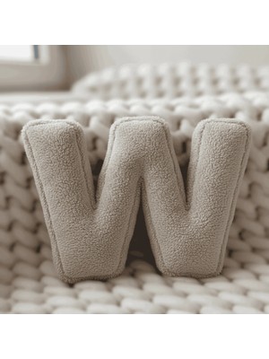 Woodesk Litera, W Harfi, Yastık, Kırlent, Elyaf Dolgulu, Welsoft Kumaş, 40 cm