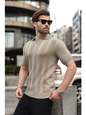 Madmext Vizon Polo Yaka Triko Erkek Tişört E7469